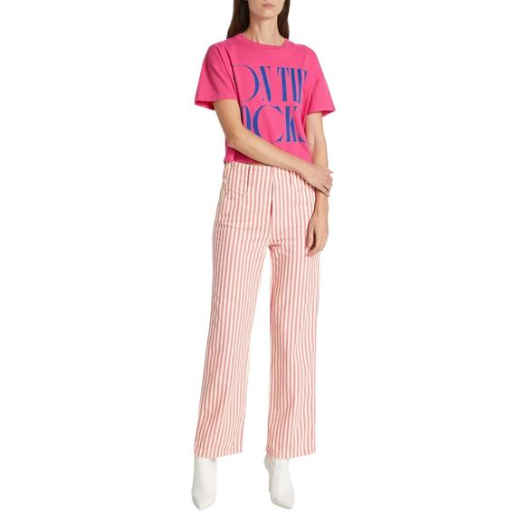MOTHER (34) The Seafarer Hover Striped Ankle Pants Candy Striper Carpenter - Picture 6 of 11